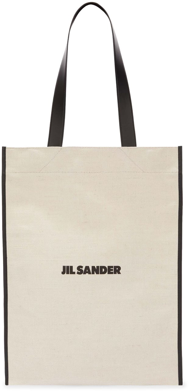 Jil Sander Beige Shopping Rectangular Canvas Tote Neutraal