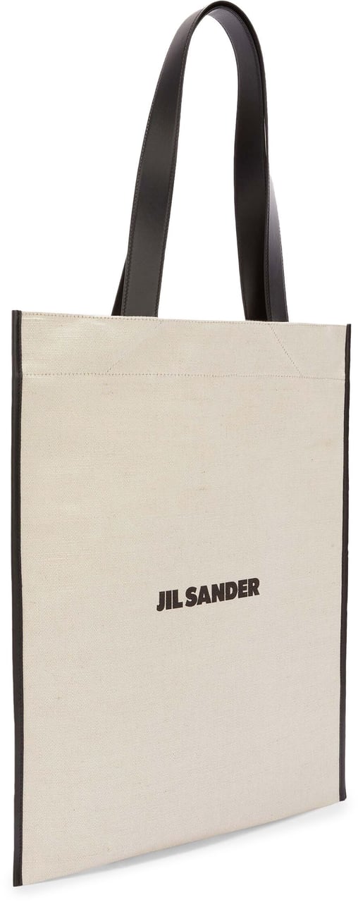 Jil Sander Beige Shopping Rectangular Canvas Tote Neutraal