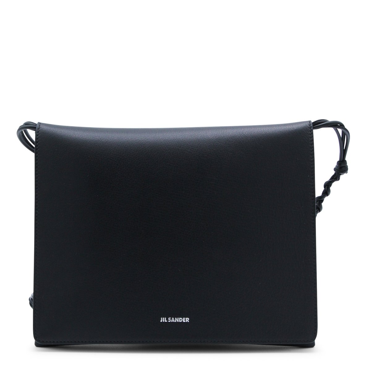 Jil Sander Tangle Flat Shoulder Bag with Subtle Logo Zwart