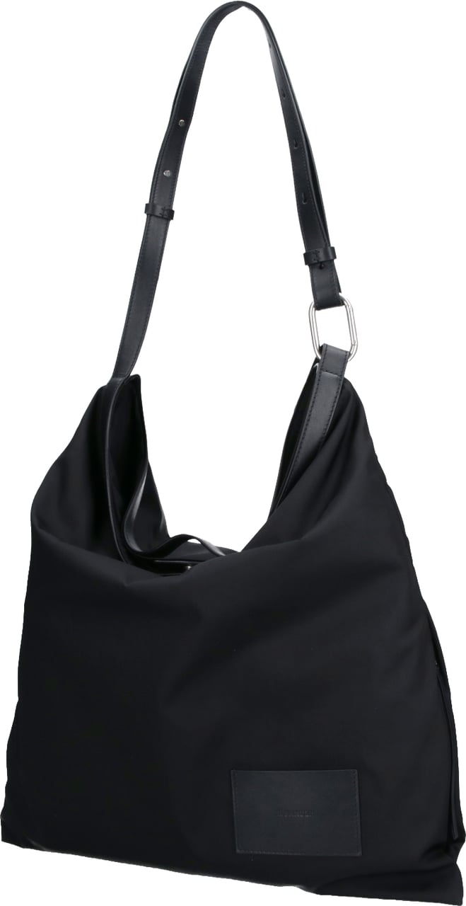 Jil Sander Black Soft Rolled Hobo Bag Zwart
