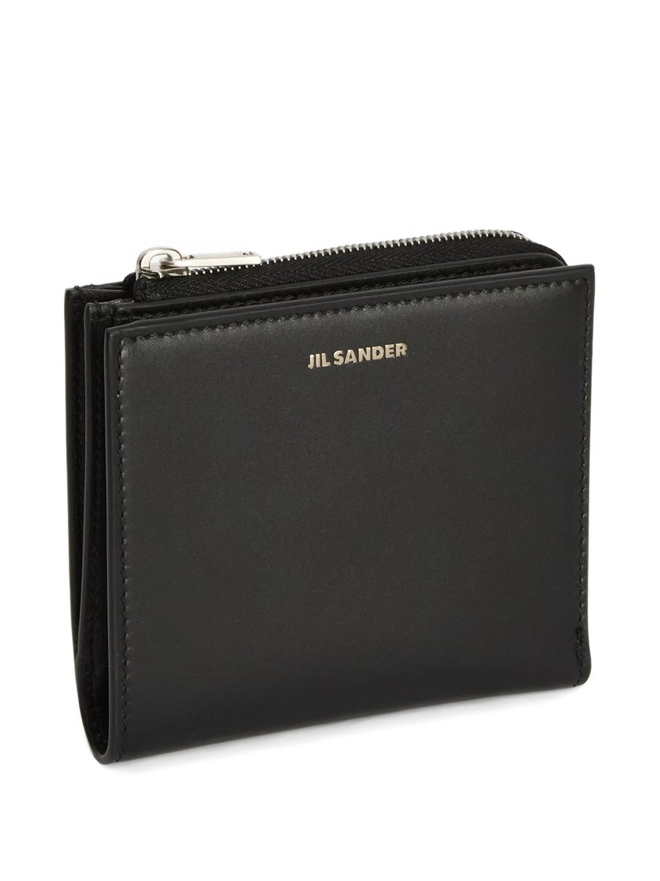 Jil Sander Compact Minimalist Portafoglio Metallic Wallet Zwart
