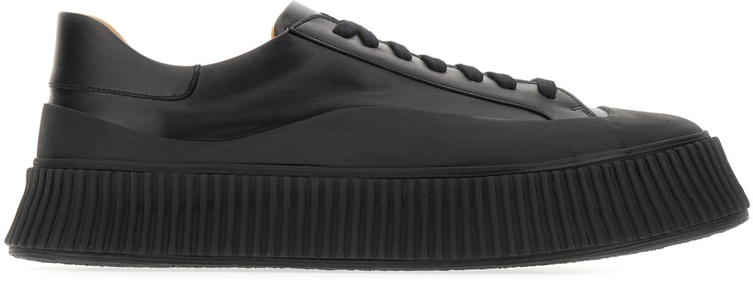Jil Sander Jil Sander Black leather sneakers Zwart