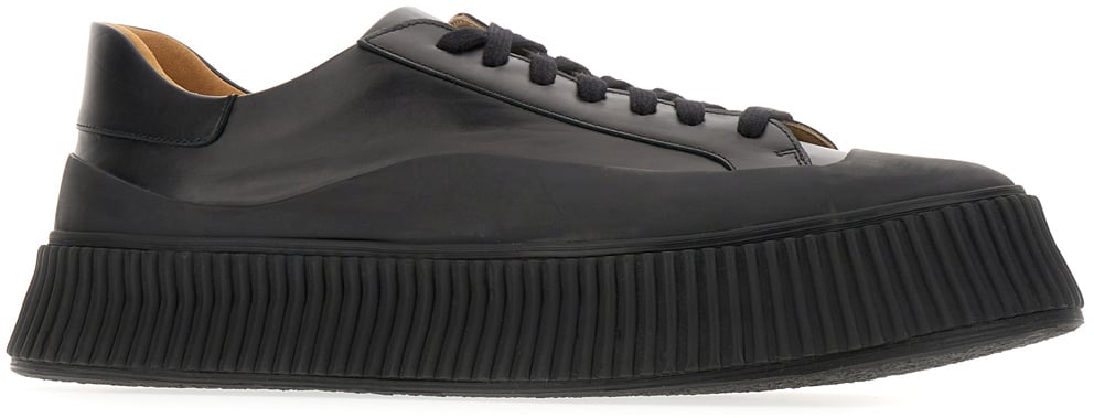 Jil Sander Jil Sander Black leather sneakers Zwart