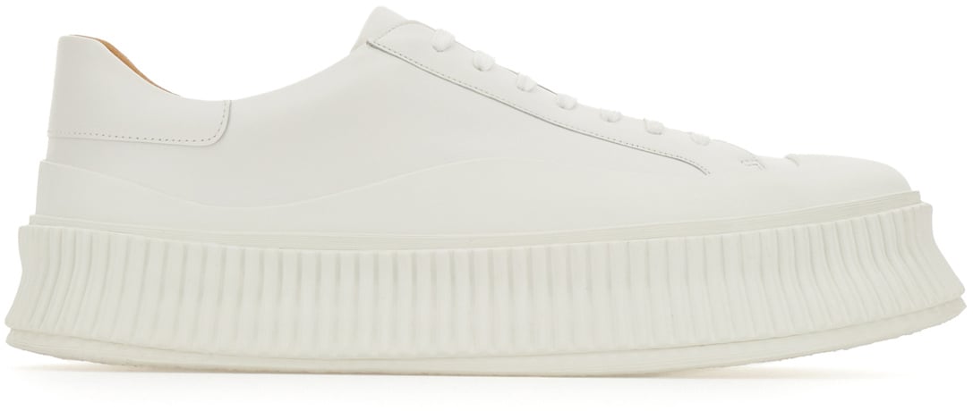 Jil Sander Ivory leather sneakers Neutraal