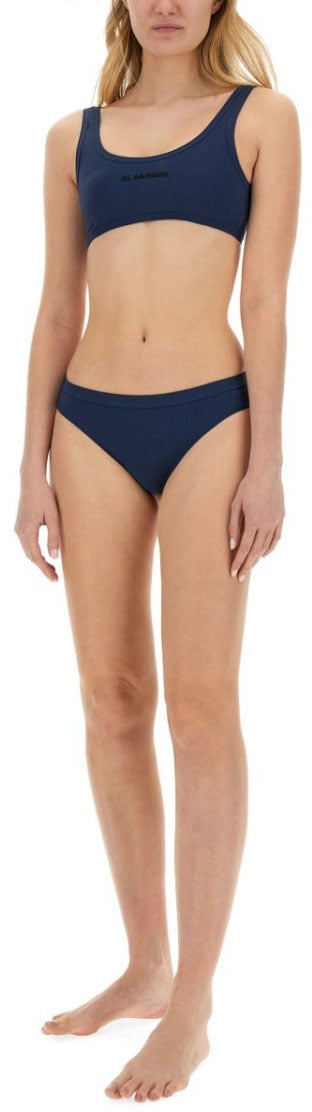Jil Sander Scoop Neck Bikini Top With Thick Straps Blauw