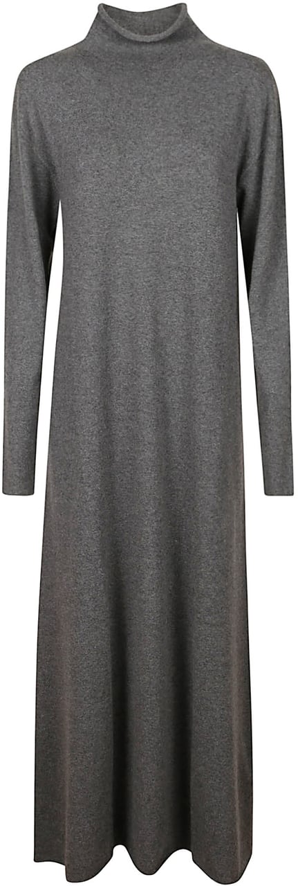 Jil Sander Relaxed Fit Midi Dress With Mock Neck And Long Sleeves Grijs