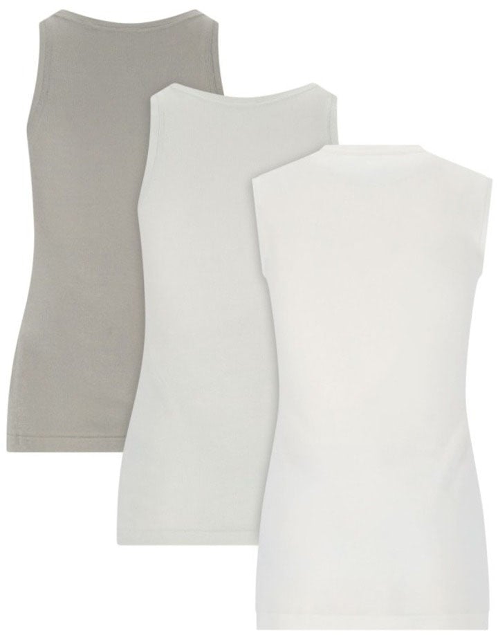 Jil Sander Tank Top Set Of 3 – White, Cream & Green Divers