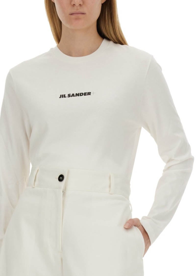 Jil Sander Long-Sleeved T-Shirt With Logo Wit