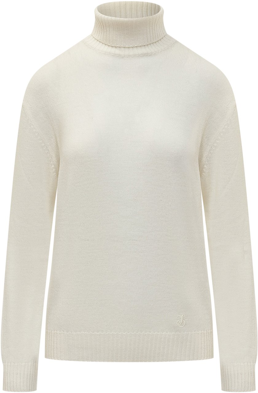 Jil Sander Maglia in Lana con Logo Beige