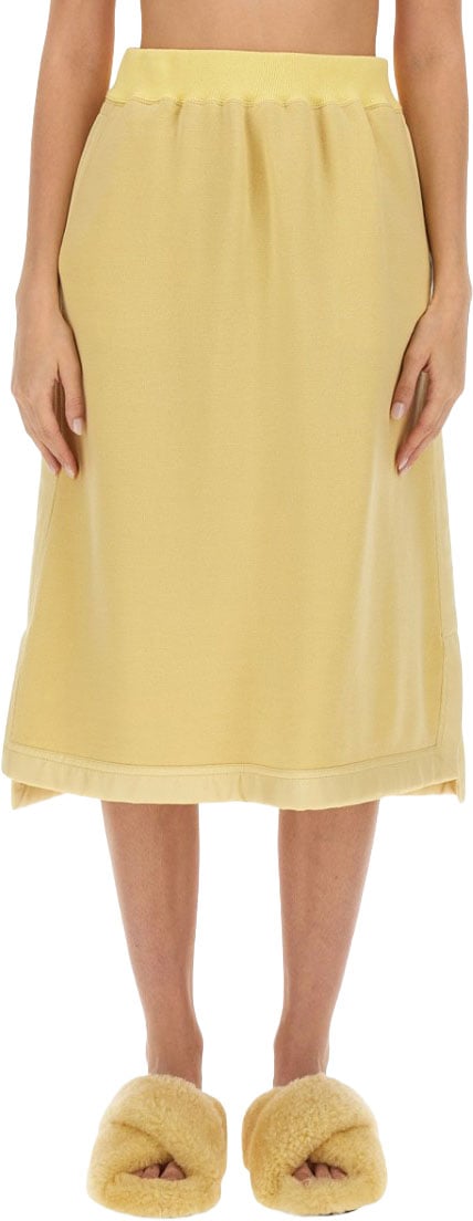 Jil Sander Flowing Virgin Wool Midi Skirt Geel