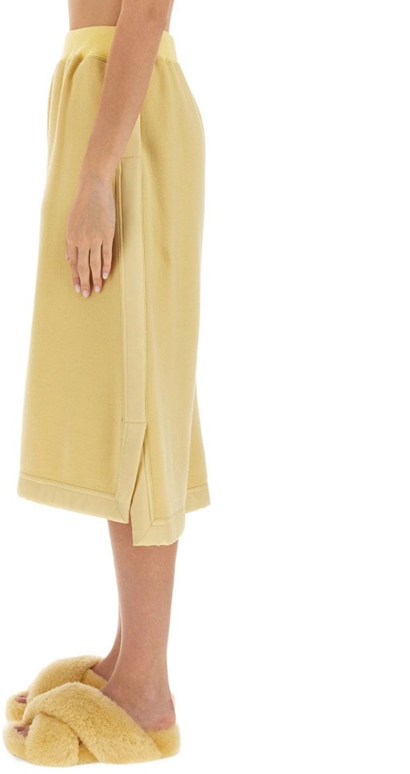 Jil Sander Flowing Virgin Wool Midi Skirt Geel