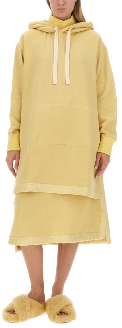 Jil Sander Flowing Virgin Wool Midi Skirt Geel