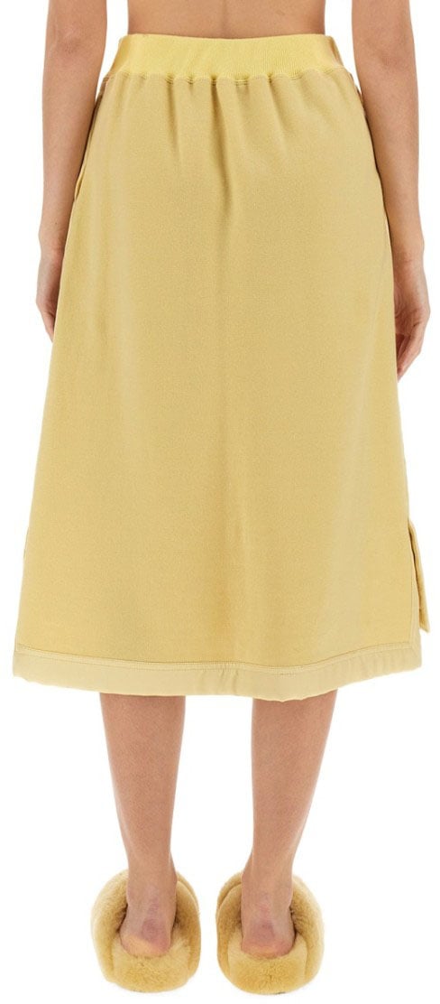 Jil Sander Flowing Virgin Wool Midi Skirt Geel