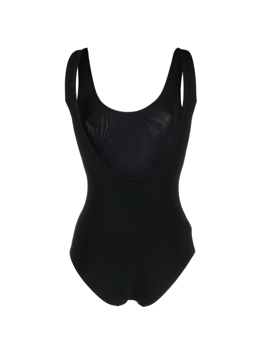 Jil Sander White Polyamide Scoop Neck Swimsuit Zwart