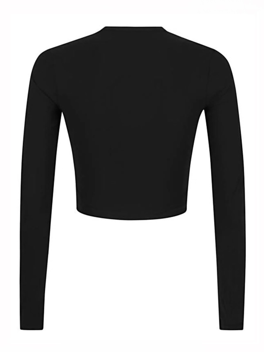Jil Sander Cropped Top With Long Sleeves Polyamide Blouse Zwart