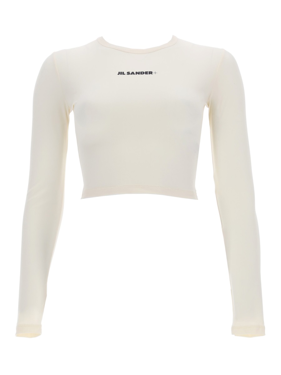 Jil Sander Fitted Cropped Polyamide-Blend Long Sleeve Top Wit