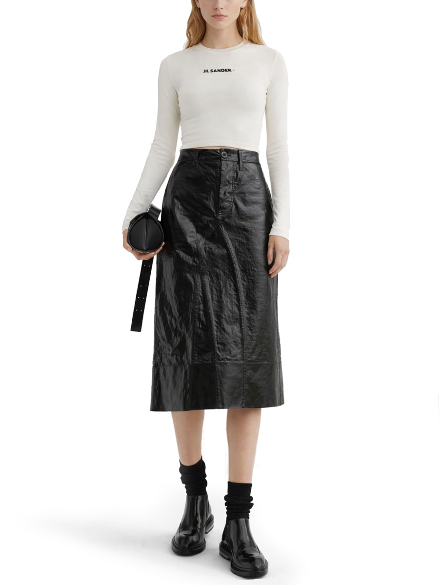 Jil Sander Fitted Cropped Polyamide-Blend Long Sleeve Top Wit