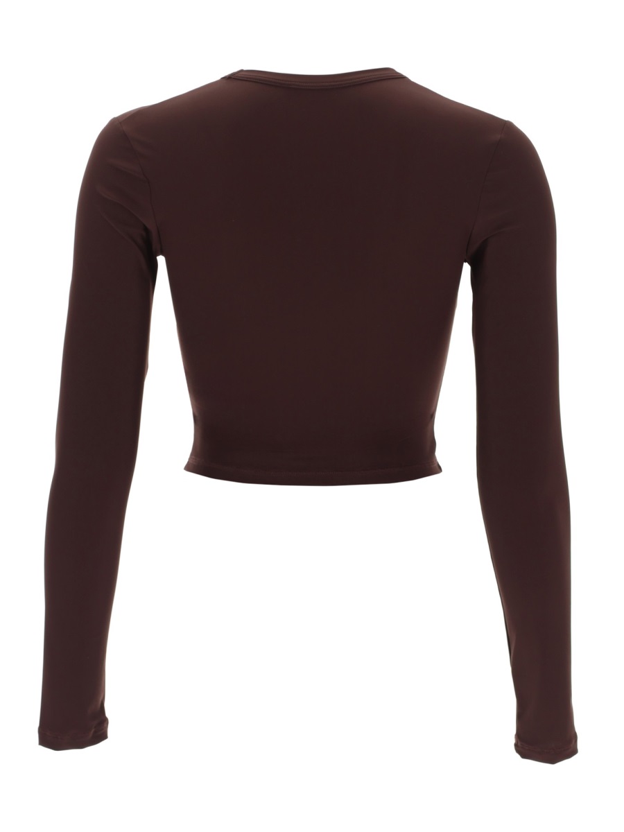 Jil Sander Fitted Long Sleeve Center Logo Top Zwart