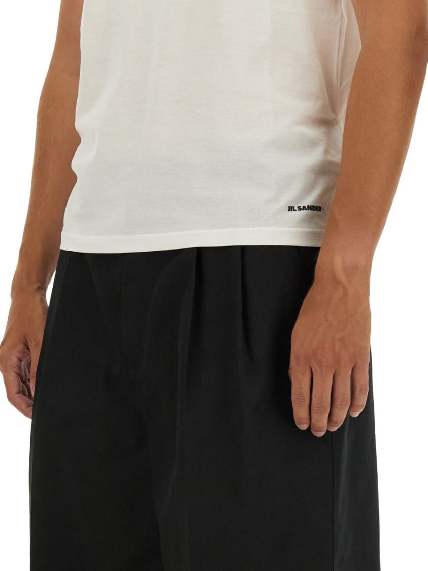 Jil Sander Classic White Cotton T-Shirt Wit