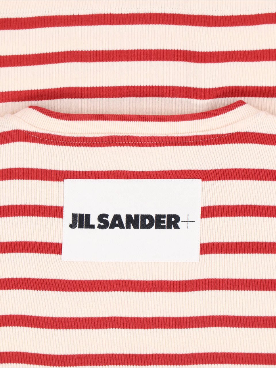 Jil Sander Red Horizontal Stripe Cotton T-Shirt Rood