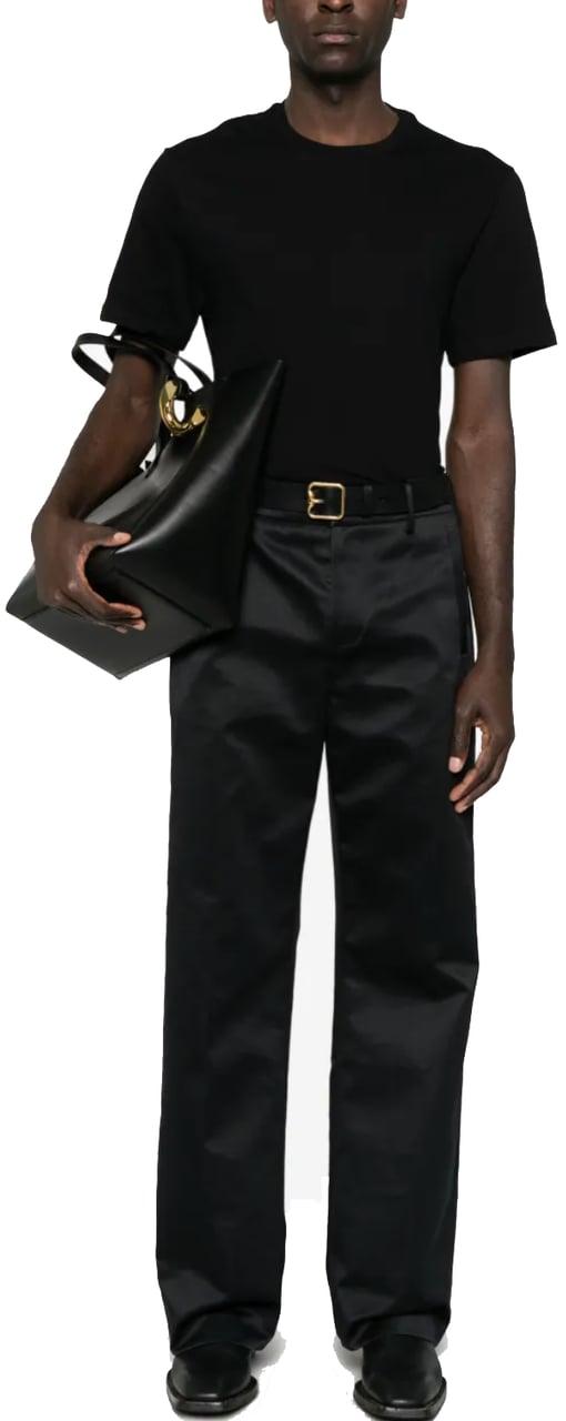Jil Sander Leather Logo Back Patch T-shirt Black Zwart
