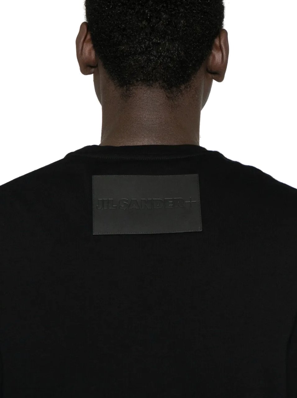 Jil Sander Leather Logo Back Patch T-shirt Black Zwart