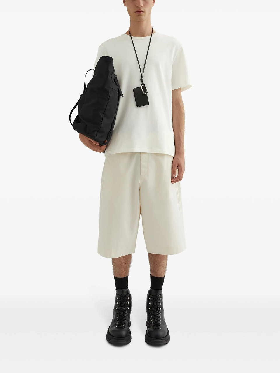 Jil Sander White Minimalist Short-Sleeved Patch T-Shirt Wit