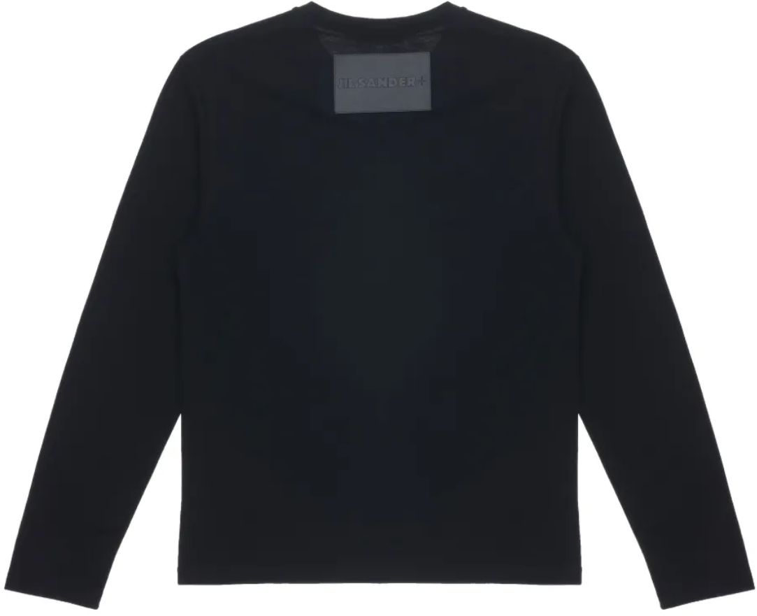 Jil Sander Logo Leather Patch Back Longsleeve Black Zwart