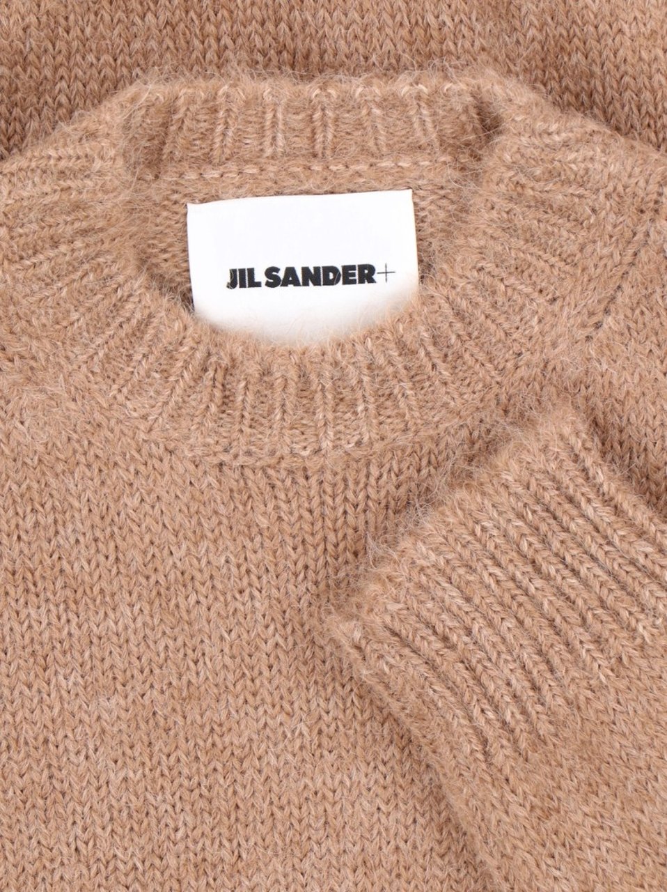 Jil Sander Brown Alpaca-Wool Blend Crewneck Sweater With Ribbed Cuffs Bruin