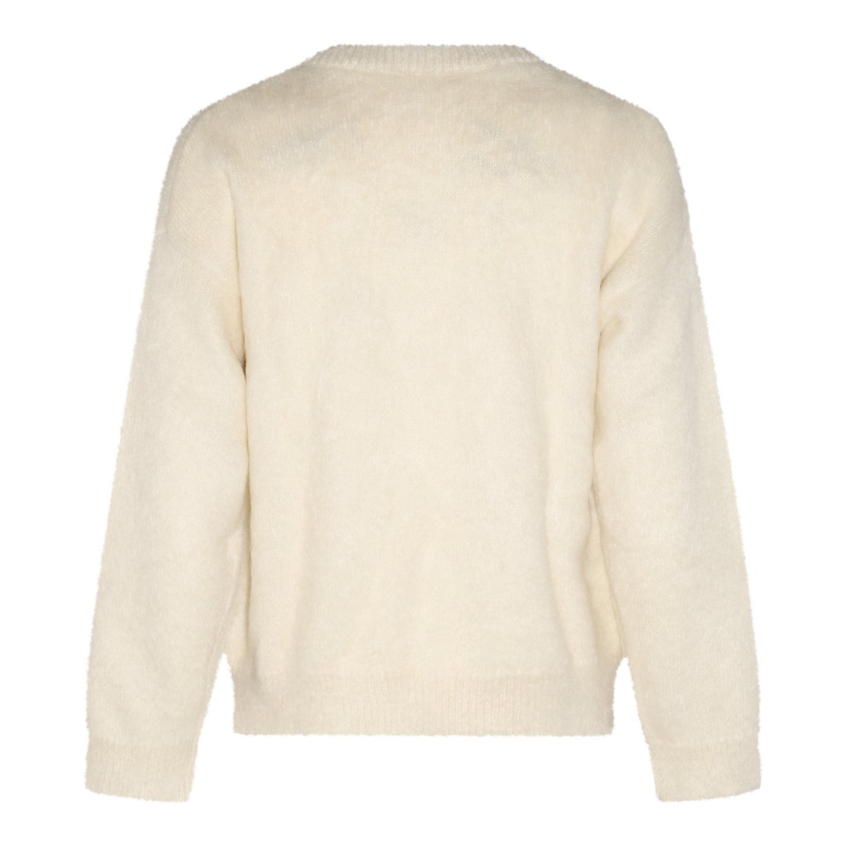 Jil Sander Eggshell Mohair Blend Sweater With Embroidered Motif Neutraal
