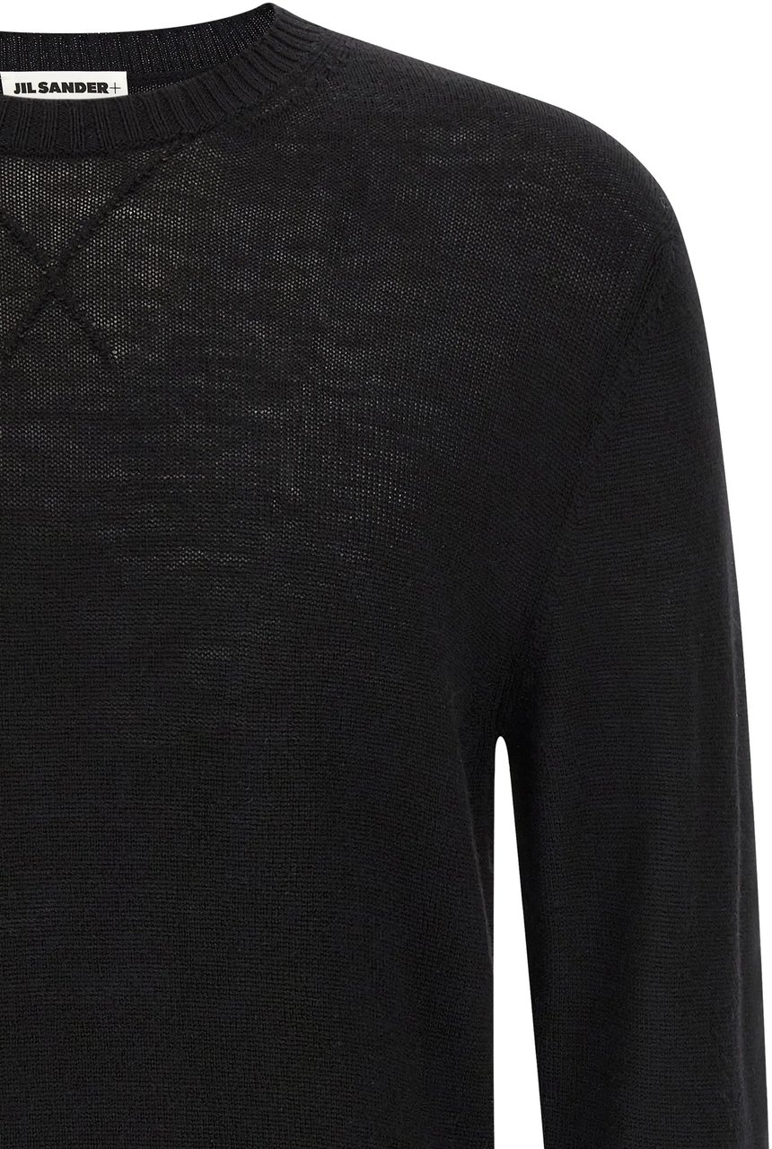 Jil Sander Black Fine Knit Merino Sweater Zwart