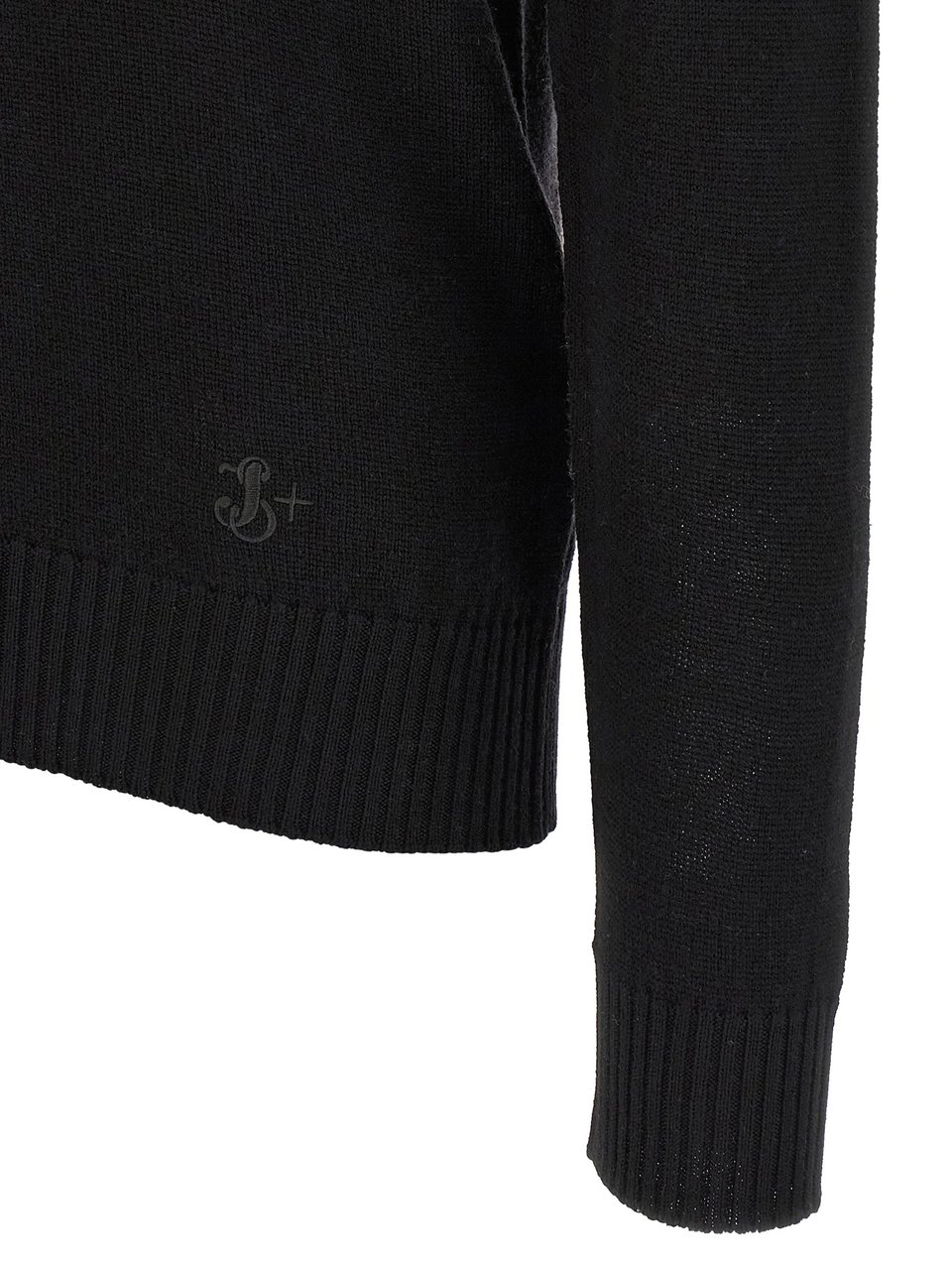 Jil Sander Black Fine Knit Merino Sweater Zwart
