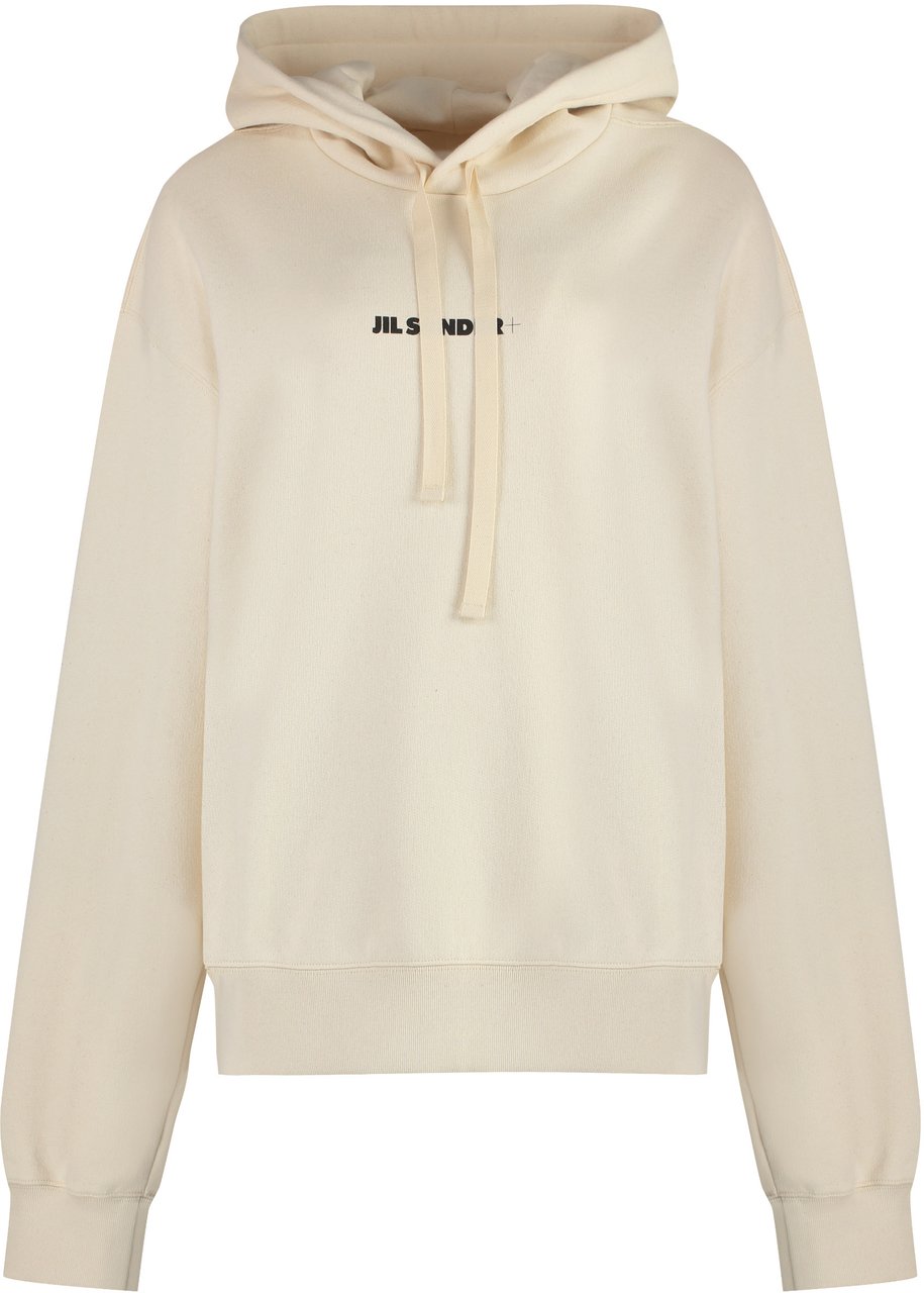 Jil Sander Logo cotton hoodie Neutraal