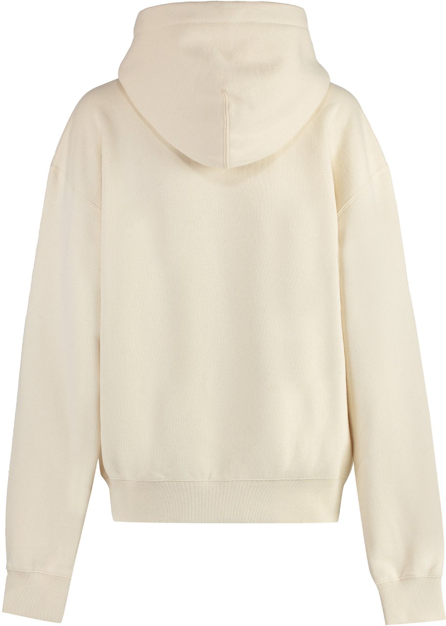 Jil Sander Logo cotton hoodie Neutraal