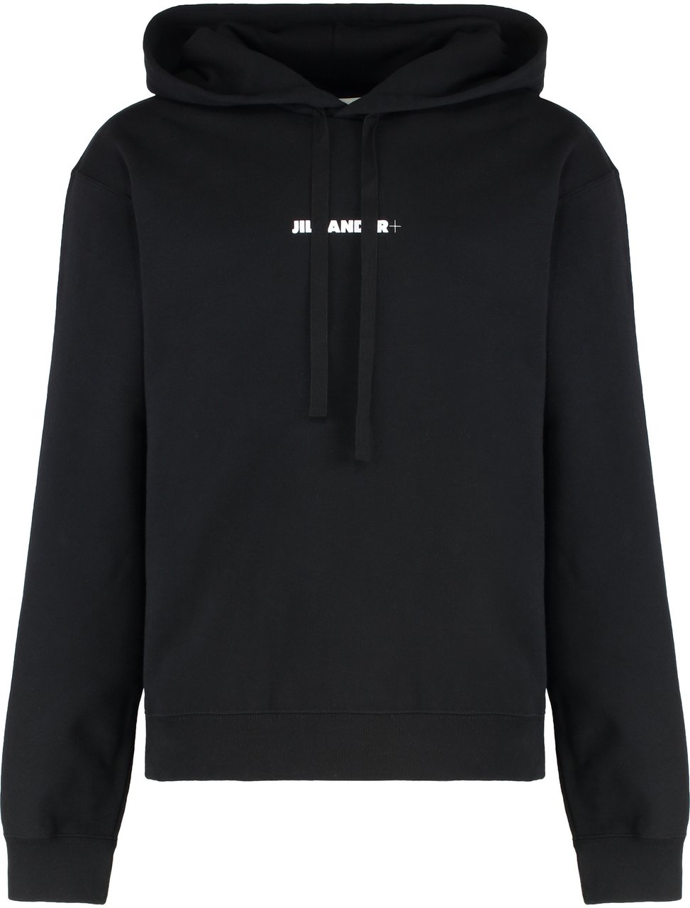 Jil Sander Logo cotton hoodie Zwart