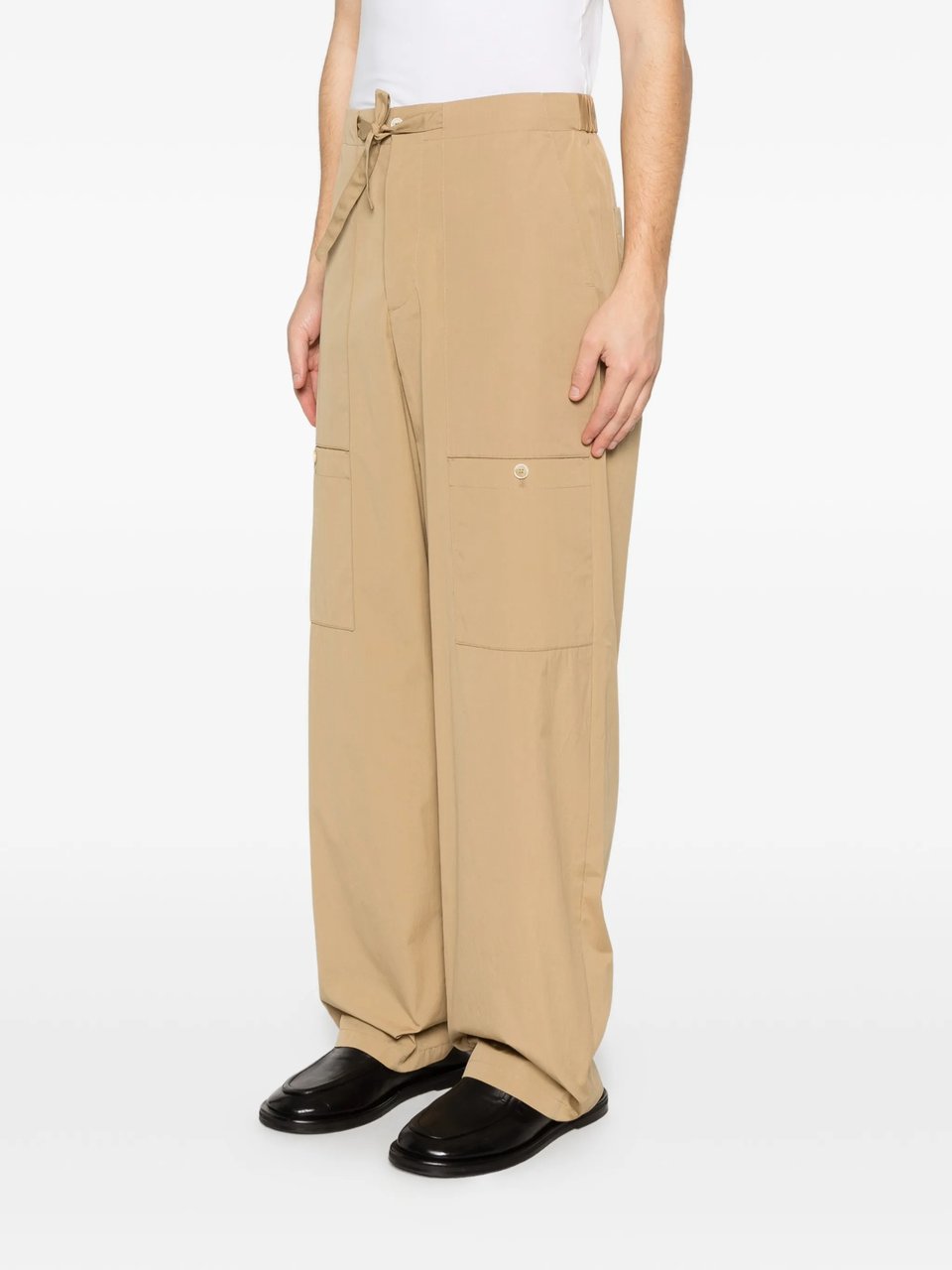 Jil Sander Beige Wide-Leg Tie Belt Pants Bruin