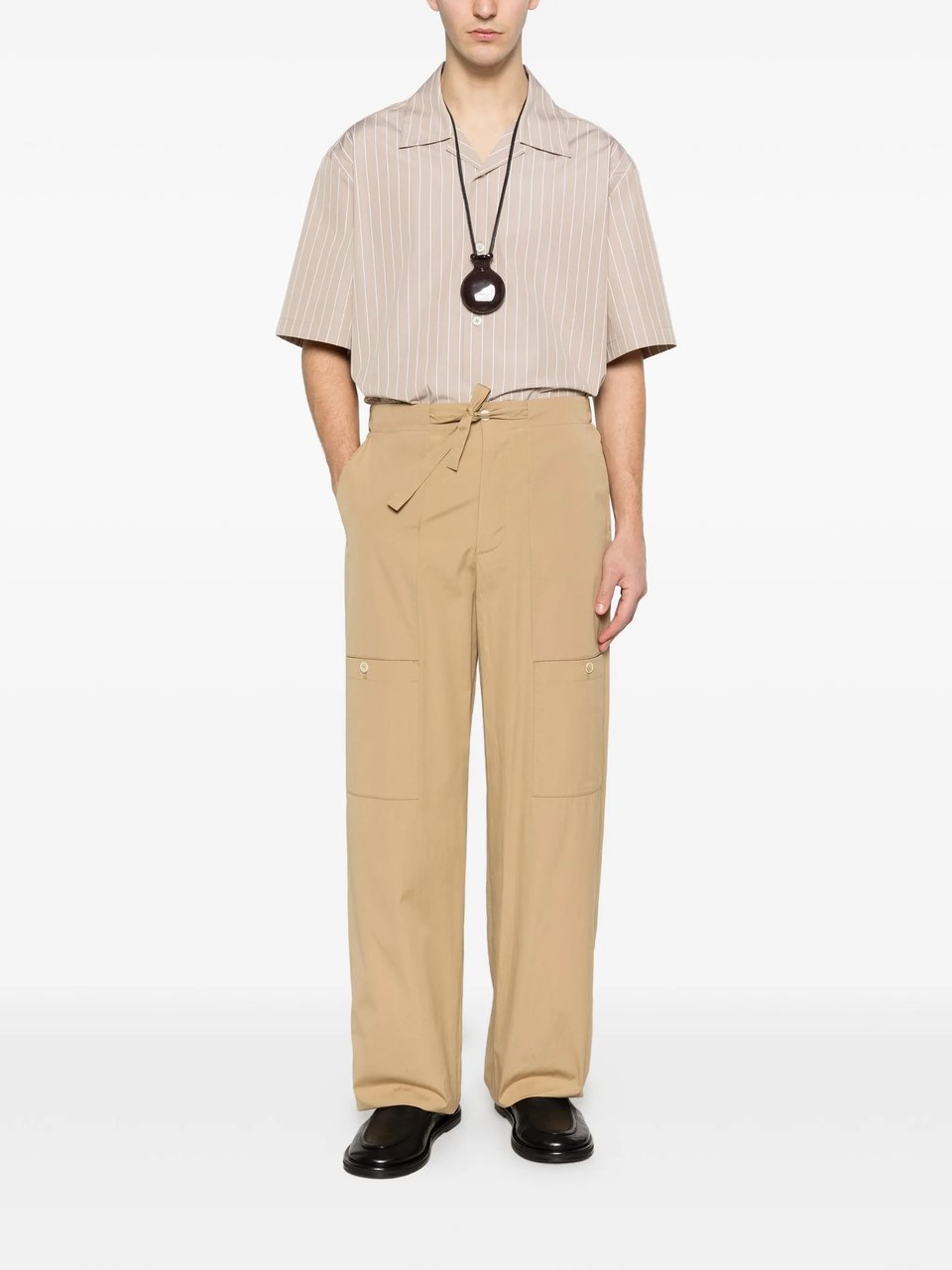 Jil Sander Beige Wide-Leg Tie Belt Pants Bruin