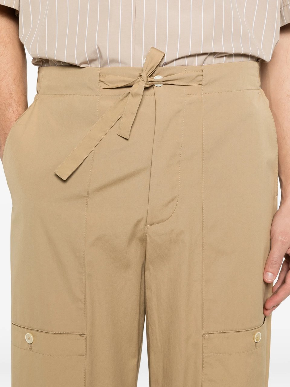 Jil Sander Beige Wide-Leg Tie Belt Pants Bruin