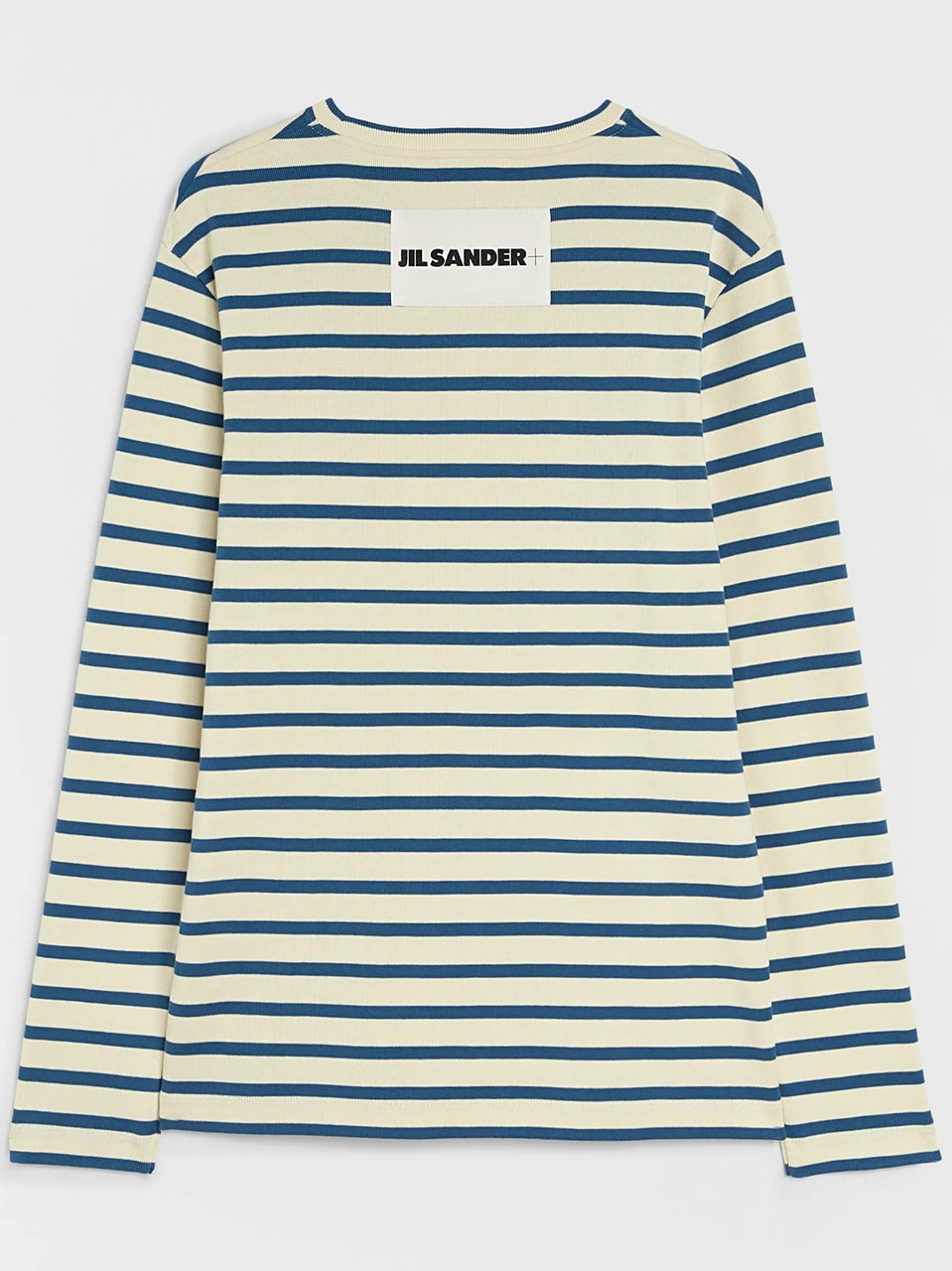 Jil Sander Cream/Blue Stripe Long-Sleeve Cotton Top Wit