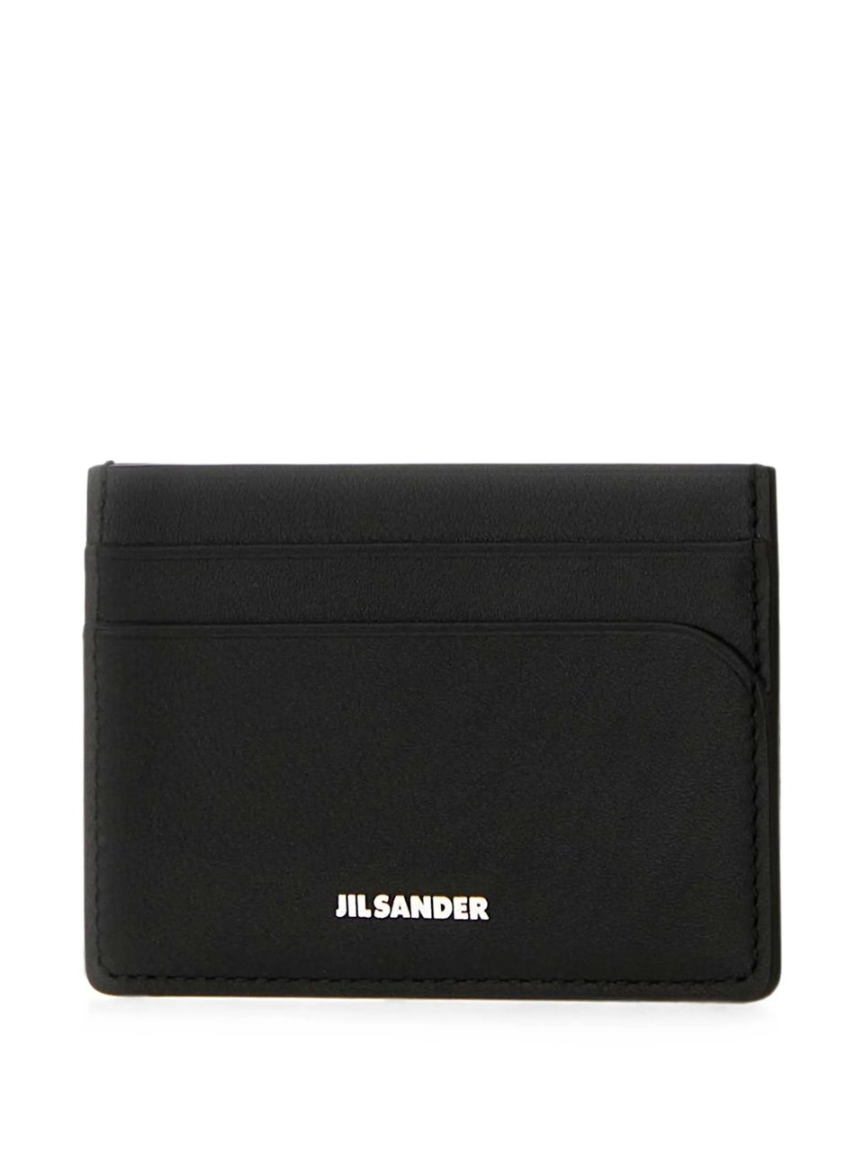 Jil Sander Black Leather Compact Cardholder Wallet Zwart