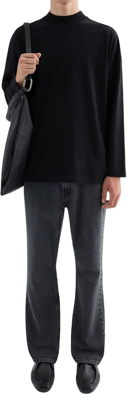 Jil Sander MOCK NECK LONG SLEEVE T-SHIRT Zwart