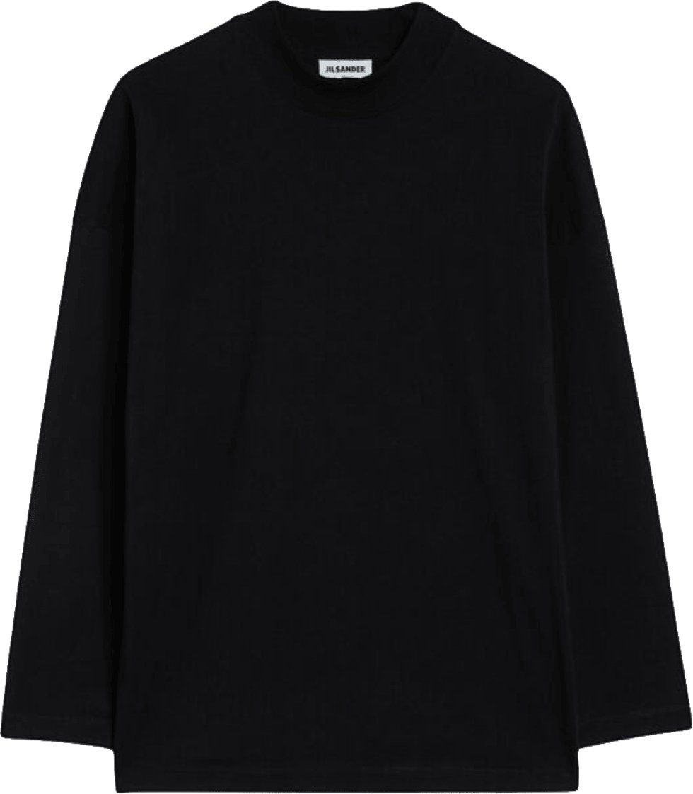 Jil Sander MOCK NECK LONG SLEEVE T-SHIRT Zwart