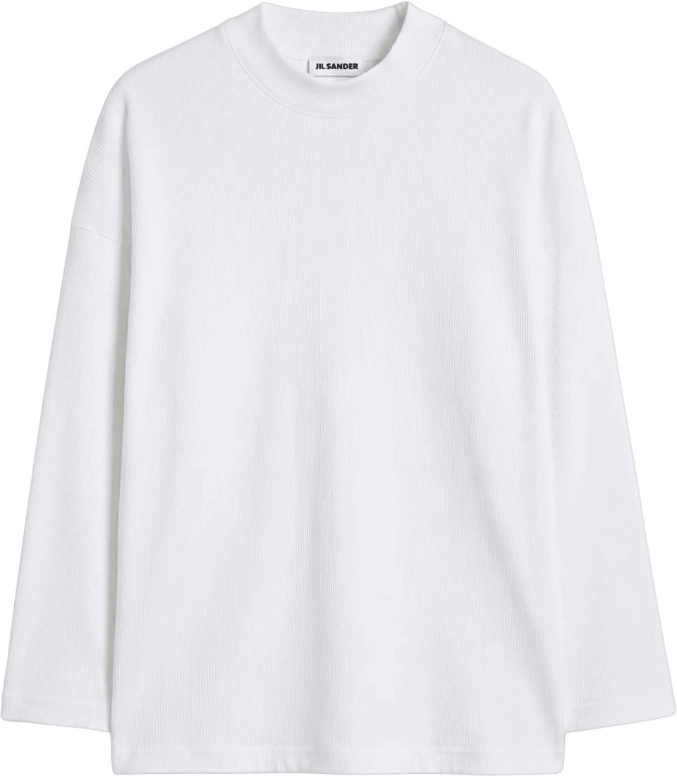 Jil Sander MOCK NECK LONG SLEEVE T-SHIRT Wit