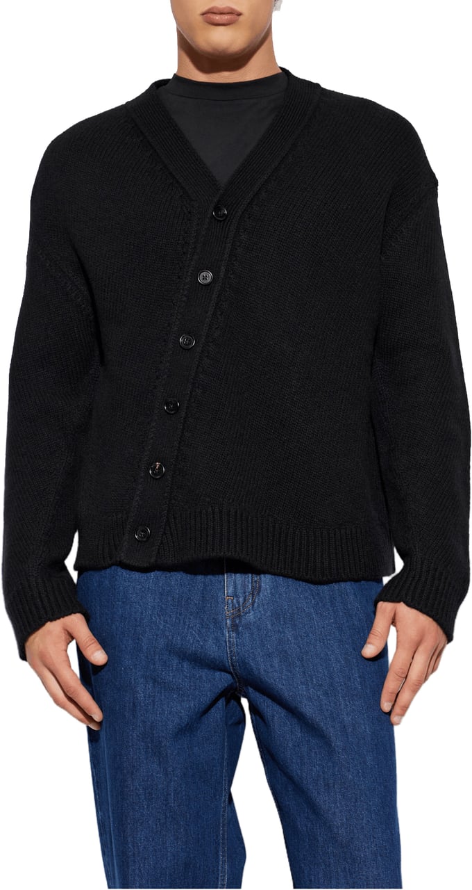 Jil Sander DIAGONAL OPENING CARDIGAN Zwart