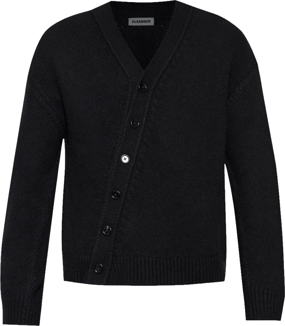 Jil Sander DIAGONAL OPENING CARDIGAN Zwart