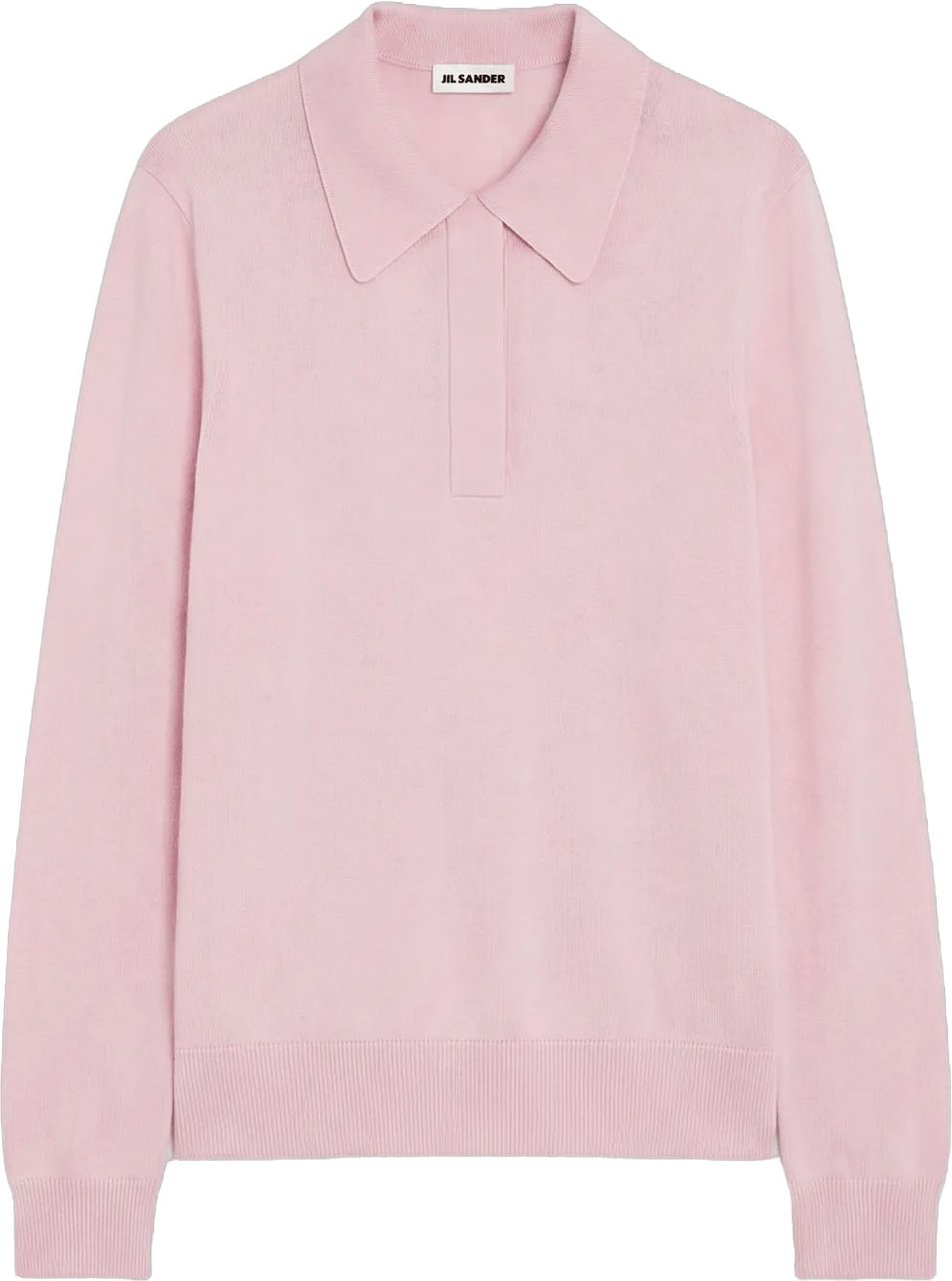 Jil Sander KNIT LONG SLEEVE POLO SHIRT Roze