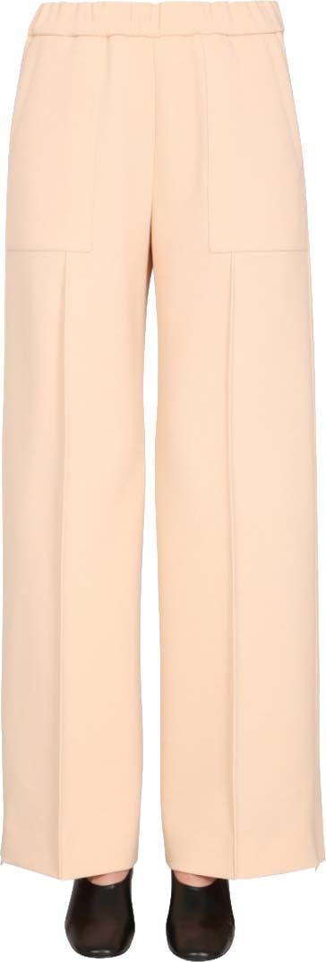 Jil Sander Wide-Leg Wool Trousers With Elasticized Waistband Neutraal