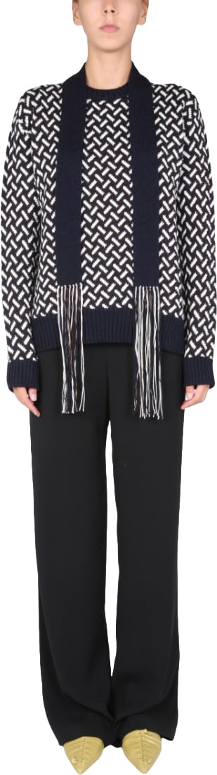 Jil Sander Bold Jacquard Knit Sweater Zwart
