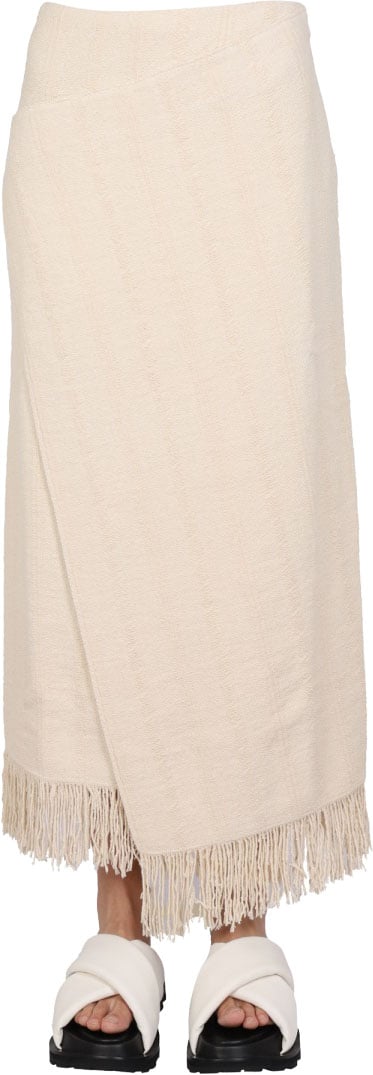 Jil Sander Cotton Linen Wrap Skirt Neutraal