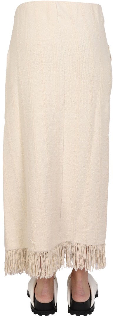 Jil Sander Cotton Linen Wrap Skirt Neutraal